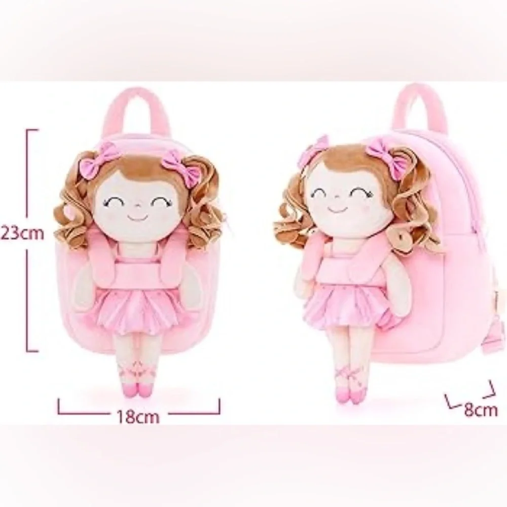Personalized Olivia backpack ballet ballerina doll plush curly soft toy girl